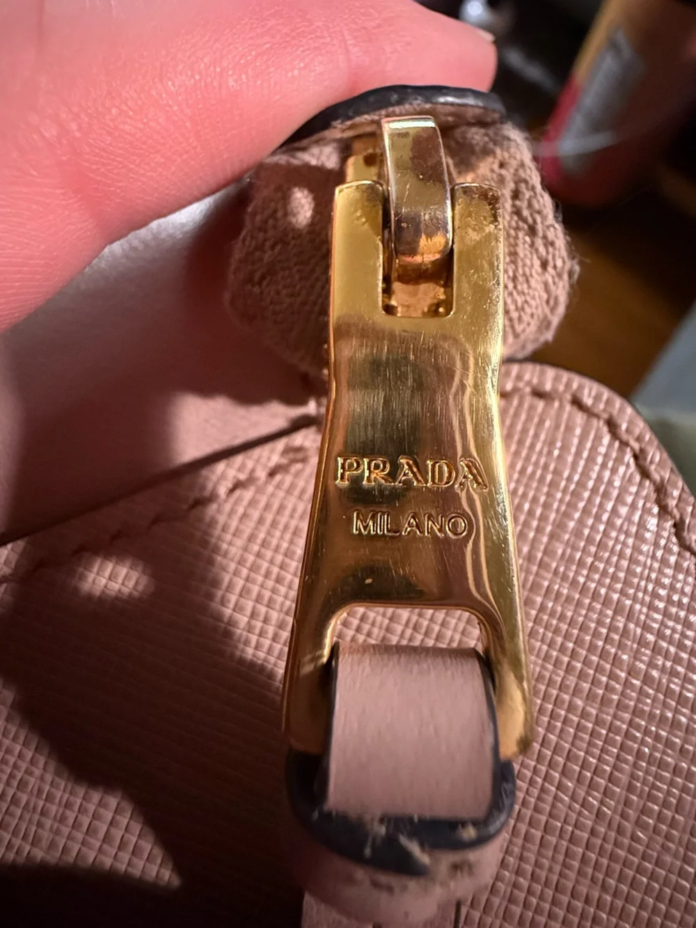 Prada Pale Pink Saffiano Leather Satchel with Gold Logo